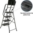 WiberWi 4 Step Ladder with Handrails 500 lb Capacity Step Stool Folding Portable Ladders for Home Kitchen Steel Frame with Non-Slip Wide Pedal Stepladder with Attachable Tool Bag Black - 7