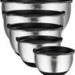 Wildone Mixing Bowls with Airtight Lids, Stainless Steel Nesting Mixing Bowls Set of 5, with Non-slip Silicone Bottoms, Size 8, 5, 3, 2, 1.5 QT, Stackable Design, Great for Mixing and Prepping - 1
