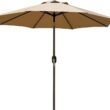 Blissun 9' Outdoor Market Patio Umbrella with Push Button Tilt and Crank, 8 Ribs (Tan) - 1