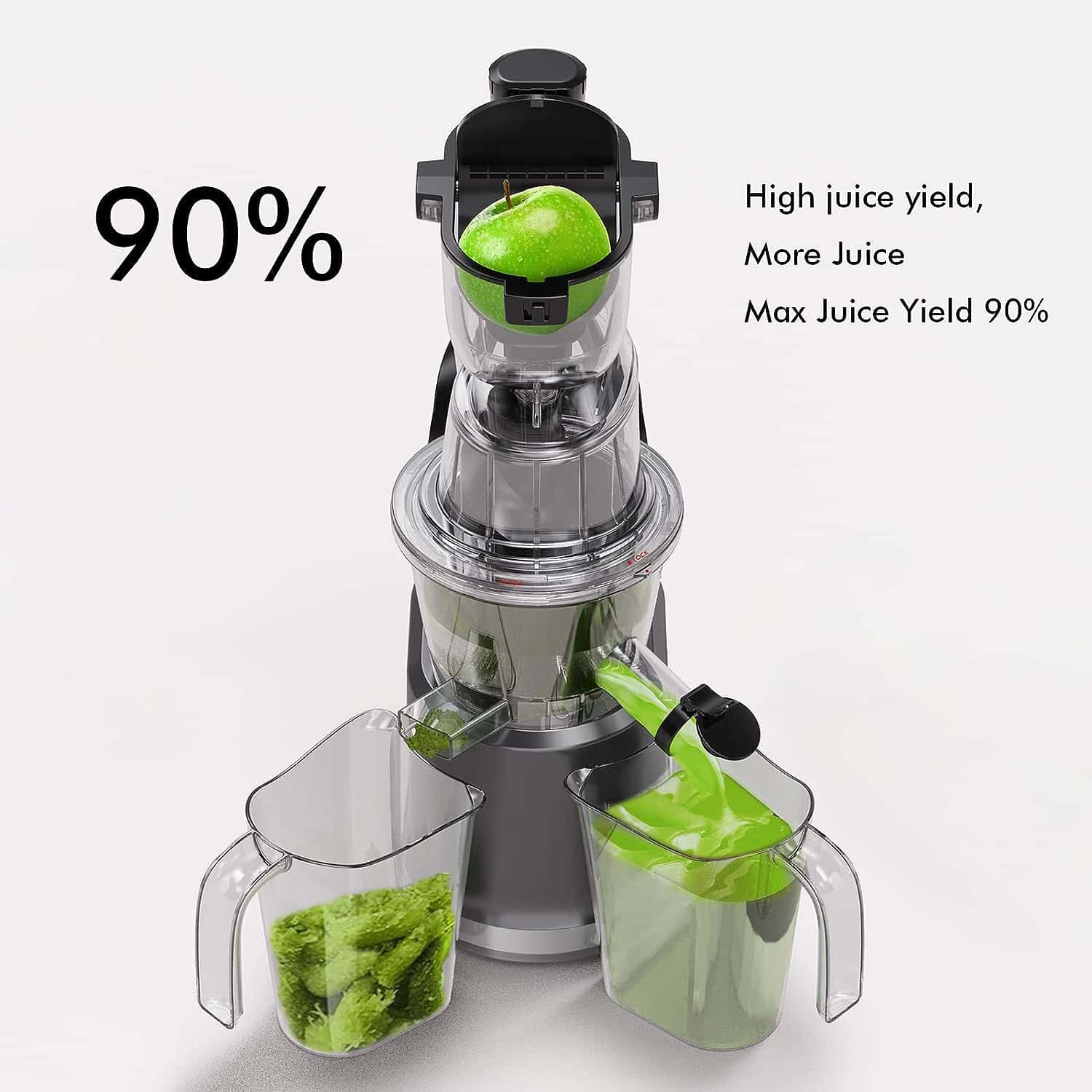 SiFENE Cold Press Whole Slow Masticating Juicer, Easy-Clean, High Yield Fruit & Veg Juice, BPA-Free, Gray SiFENE Cold Press Juicer Machines, Big Mouth 83mm Opening Whole Slow Masticating Juicer, Easy-Clean Juice Extractor Maker For Full-Bodied Fruit & Veg Juice, High Yield, BPA-Free, Gray - 5