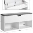 VASAGLE Shoe Bench, Storage Bench with 2 Open and 1 Closed Compartments, Shoe Shelf, Padded Seat, for Entryway, Living Room, Bedroom, White and Gray ULHS021W01 - 3
