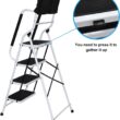 EdMaxwell 4 Step Ladder with Handrails 500 lb Capacity Step Stool Folding Portable Ladders for Home Kitchen Steel Frame with Non-Slip Wide Pedal Stepladder with Attachable Tool Bag White - 7