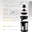 Homeleader Electric Citrus Juicer, Lemon Squeezer with Stainless Steel, Black Homeleader Electric Citrus Juicer, Lemon Squeezer with Stainless Steel, Orange Squeezer with Two Cones, Powerful Motor for Grapefruits, Orange and Lemon, Black - 3