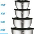 Wildone Mixing Bowls with Airtight Lids, Stainless Steel Nesting Mixing Bowls Set of 5, with Non-slip Silicone Bottoms, Size 8, 5, 3, 2, 1.5 QT, Stackable Design, Great for Mixing and Prepping - 6