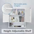 TaoHFE Medicine Cabinet, Medicine Cabinets for Bathroom TaoHFE Medicine Cabinet, Medicine Cabinets for Bathroom with Mirror 2 Doors 3 Open Shelf, Bathroom Cabinet Wall Mounted Wooden Storage Over Toilet Laundry Room Kitchen - 8