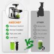 Juicer Machines,AMZCHEF Slow Masticating Juicer Juicer Machines,AMZCHEF Slow Masticating Juicer, Juicer with Two Speed Modes, Travel bottles(500ML),LED display, Easy to Clean Brush & Quiet Motor for Vegetables&Fruits (Gray, GM3001) - 6