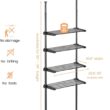 ALLZONE Bathroom Organizer: 4-Tier Over Toilet Storage, Space Saver, Adjustable, Black ALLZONE Bathroom Organizer, Over The Toilet Storage, 4-Tier Adjustable Shelves for Small Room, Saver Space, 92 to 116 Inch Tall, Black - 6