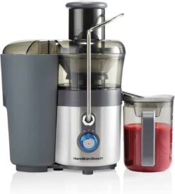 Hamilton Beach Juicer Machine, Centrifugal Extractor, Big Mouth 3" Feed Chute, Easy Clean, 2-Speeds, BPA Free Pitcher, Holds 40 oz. - 850W Motor, Silver - 1