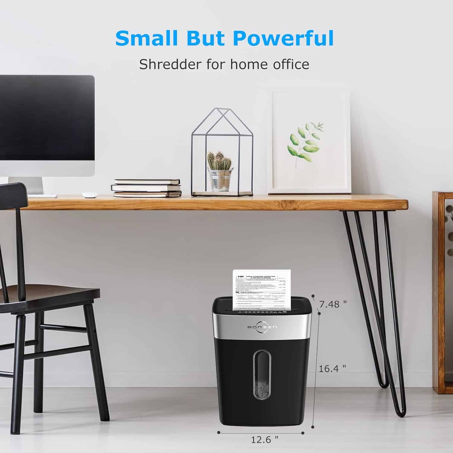 BONSEN Shredder for Home Office, 8-Sheet Crosscut Credit Card Shredder (S3101) BONSEN Shredder for Home Office, 8-Sheet Crosscut Credit Card Shredder, Small Paper Shredder for Home Use with 4 Gallons Wastebasket, High Security Level P-4, ETL Certification (S3101) - 7