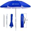 AMMSUN 6.5ft twice folded Portable beach umbrella with sand anchor windproof AMMSUN 6.5ft twice folded Portable beach umbrella with sand anchor windproof,Push Button Tilt and Air vent UV 50+ Protection Fits in a large Suitcase for Patio Garden Beach Pool Backyard Blue - 2