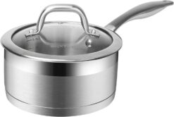 Duxtop Professional Stainless Steel Sauce Pan with Lid, Kitchen Cookware, Induction Pot with Impact-bonded Base Technology, 2.5 Quart - 1