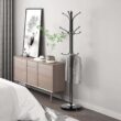 Kertnic Metal Coat Rack Stand with Natural Marble Base, Free Standing Hall Tree with 12 Hooks for Hanging Scarf, Bag, Jacket, Home Entry-way Hat Hanger Organizer (Black) - 5