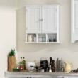 ChooChoo Bathroom Cabinet Wall Mounted 2-Door with 3 Open Shelves, Wooden Medicine Cabinets, White ChooChoo Bathroom Cabinet Wall Mounted 2-Door with 3 Open Shelves, Wooden Medicine Cabinets with Adjustable Shelf, Space Saver Storage Cabinets Over The Toilet for Bathroom&Living Room, White - 5