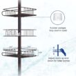 SEIRIONE Tension Corner Shower Pole Caddy, Rustproof Stainless Steel, 4 Tier Adjustable Baskets for Organizing Hand Soap, Body Wash, 56 to 114 Inch Height, Oil Bronze - 6