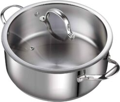Cooks Standard Dutch Oven Casserole with Glass Lid, 7-Quart Classic Stainless Steel Stockpot, Silver - 1