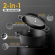EDGING CASTING 2-in-1 Pre-Seasoned Cast Iron Dutch Oven Pot with Skillet Lid Cooking Pan, Cast Iron Skillet Cookware Pan Set with Dual Handles Indoor Outdoor for Bread, Frying, Baking, Camping, BBQ, 5QT - 2