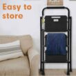 HBTower 3 Step Ladder, Folding Step Stool with Wide Anti-Slip Pedal, 500lbs Sturdy Steel Ladder, Convenient Handgrip, Lightweight, Portable Steel Step Stool, Black - 7