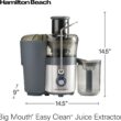 Hamilton Beach Juicer Machine, Centrifugal Extractor, Holds 40 oz. - 850W Motor, Silver Hamilton Beach Juicer Machine, Centrifugal Extractor, Big Mouth 3
