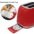 2 Slice Stainless Steel Toaster Retro with 6 Bread Shade Settings, Bagel, Cancel, Defrost Function, Extra Wide Slot, Removable Crumb Tray, Red