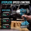 Seesii Cordless Electric Impact Wrench 1/2 inch for Car Home, 580Ft-lbs(800N.m) Brushless, 3300RPM High Torque Gun w/ 2x 4.0Ah Battery,Charger & 6 Sockets, WH710 - 7