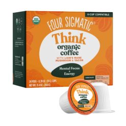Mushroom Coffee K-Cups by Four Sigmatic | Organic and Fair Trade Dark Roast Coffee with Lion’s Mane, Chaga & Mushroom Powder - 24 Count