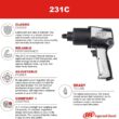 Ingersoll Rand 231C 1/2” Drive Air Impact Wrench – Lightweight, Max 600 ft-lbs Torque Output, Adjustable Power, Twin Hammer, Silver, 3.4 x 8.2 x 8.8 inches - 5