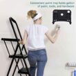 HBTower 3 Step Ladder with Tool Tray, Folding Step Stool with Wide Non-Slip Pedal and Comfort Handgrip for Household and Office, Lightweight 500lbs Capacity Step Ladder, Black - 6