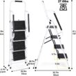 EdMaxwell 4 Step Ladder with Handrails 500 lb Capacity Step Stool Folding Portable Ladders for Home Kitchen Steel Frame with Non-Slip Wide Pedal Stepladder with Attachable Tool Bag White - 3