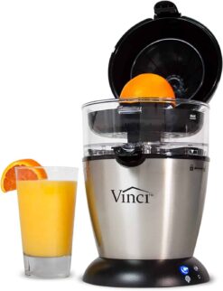 Vinci Hands-Free Patented Electric Citrus Juicer 1-Button Easy Press Lemon Lime Orange Grapefruit Juice Squeezer Easy to Clean Juicer Machine, Black/Stainless Steel - 1