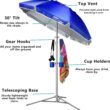 Wondershade 5' Sun Shade Umbrella, Portable Lightweight Adjustable Instant Sun Protection UPF 50+ - Blue - 2
