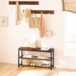 HOOBRO Shoe Bench Set, Entryway Shoe Rack with Coat Hooks, Hall Tree Coat Rack, Mud Room Bench, Hat Bag Hanging Organizer, Industrial, for Foyer, Front Door, Rustic Brown BF07MT01 - 8