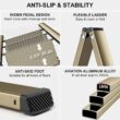 3 Step Ladder Aluminum Lightweight Folding Step Stool Wide Anti-Slip Pedal 330 Lbs Capacity Household Office Portable Stepladder,Champagne Gold - 6