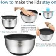 Wildone Mixing Bowls with Airtight Lids, Stainless Steel Nesting Mixing Bowls Set of 5, with Non-slip Silicone Bottoms, Size 8, 5, 3, 2, 1.5 QT, Stackable Design, Great for Mixing and Prepping - 7