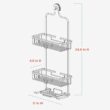 Zenna Home Hanging Shower Caddy, Over the Shower Head Bathroom Storage, Rustproof, No Drilling, Bath Organizer with 2 Shelves, Soap Tray, Razor Holders and Hooks, Satin Chrome - 3