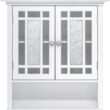 Teamson Home Windsor Wooden Over The Toilet Bathroom Removable Wall Medicine Cabinet, White Teamson Home Windsor Wooden Over The Toilet Bathroom Removable Wall Medicine Cabinet with 1 Fixed and 1 Adjustable Shelf 3 Storage Spaces 2 Glass Mosaic Panel Doors and Chrome-Finished Knobs, White - 7