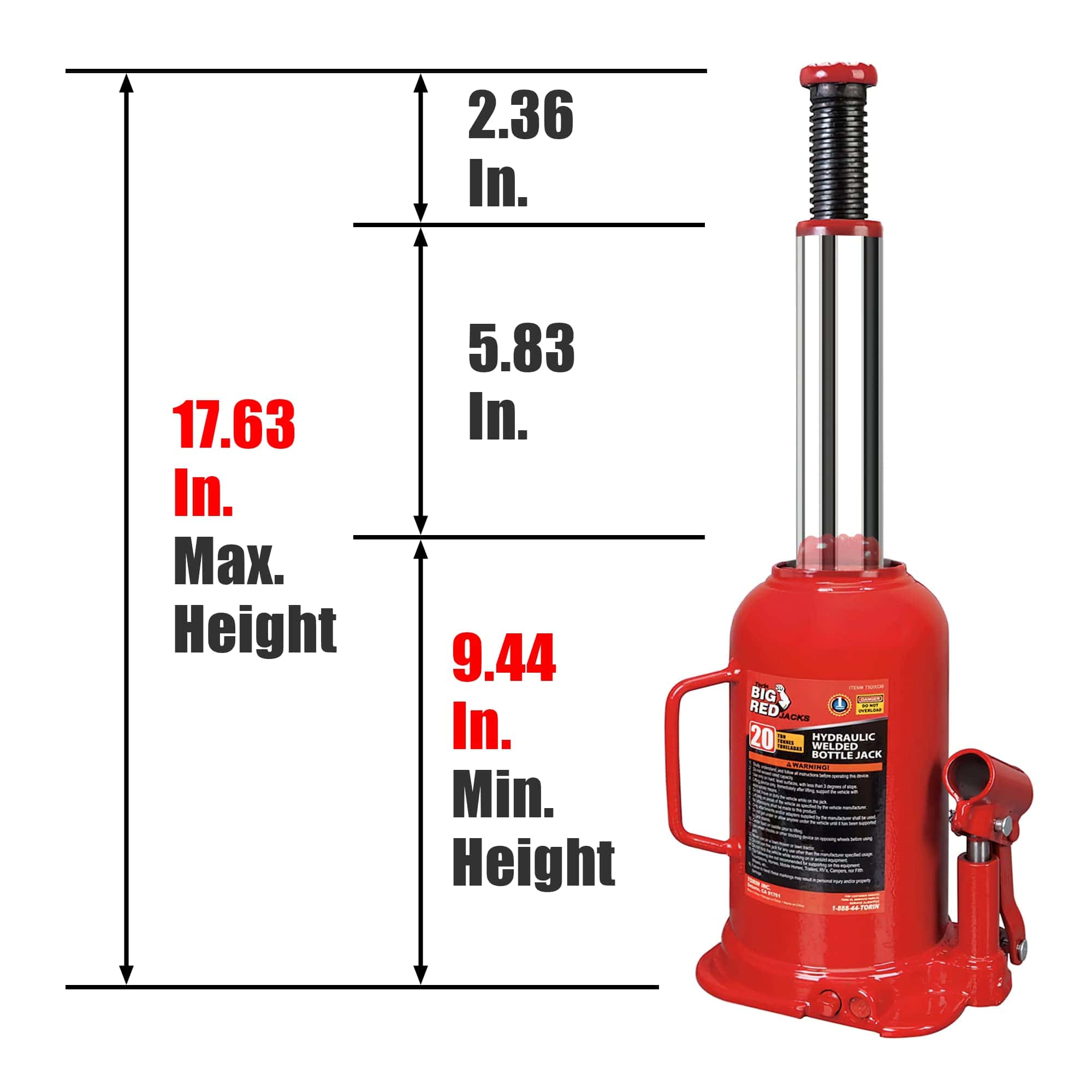 Big Red 20-Ton Welded Bottle Jack - T92003B Big Red 20-Ton Welded Bottle Jack - T92003B - Image 6