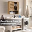 Purbambo Bathroom Wall Cabinet, Bamboo Wall Mount Medicine Cabinet Storage Organizer, Double Doors & 3 Tier Adjustable Shelf - 4