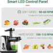 Juicer Machines,AMZCHEF Slow Masticating Juicer Juicer Machines,AMZCHEF Slow Masticating Juicer, Juicer with Two Speed Modes, Travel bottles(500ML),LED display, Easy to Clean Brush & Quiet Motor for Vegetables&Fruits (Gray, GM3001) - 4