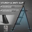 Step Ladder 3 Step Folding with Handgrip, 500Lbs Steel Step Stool, Folding Ladder with Anti-Slip Wide Pedals, Portable Kitchen/Closet Small Step Ladder, Multi-use Step Stool Black by Double Elite - 2