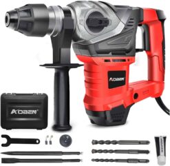 AOBEN Rotary Hammer Drill with Vibration Control and Safety Clutch,13 Amp Heavy Duty 1-1/4 Inch SDS-Plus Demolition Hammer for Concrete-Including 3 Drill Bits,Flat/Point Chisels. - 1