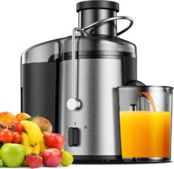 Juicer Machine, 500W Juicer with 3 Inch Wide Mouth 2 Speed Setting, Centrifugal Juicer for Fruit And Vegetables Juice Extractor Easy to Clean, BPA Free - 1
