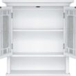 Teamson Home Windsor Wooden Over The Toilet Bathroom Removable Wall Medicine Cabinet, White Teamson Home Windsor Wooden Over The Toilet Bathroom Removable Wall Medicine Cabinet with 1 Fixed and 1 Adjustable Shelf 3 Storage Spaces 2 Glass Mosaic Panel Doors and Chrome-Finished Knobs, White - 6