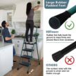 4 Step Ladder, HBTower Folding Step Stool with Tool Platform, Wide Anti-Slip Pedal, Sturdy Steel Ladder, Convenient Handgrip, Lightweight 330lbs Portable Steel Step Stool, Green and Black - 3