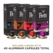 Peet's Coffee Gifts, Bestseller's Espresso Coffee Pods Variety Pack, Dark & Medium Roasts - 40 Count (4 Boxes of 10 Espresso Capsules)