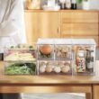 MineSign 4 pack Stackable Refrigerator Organizer Bins Pull-Out Drawers for Fruit and Veggies Storage Organizer for Fridge Clear Drawer Containers with Handle Divided Organization for Produce Saver - 8