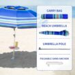 AMMSUN 7ft Heavy Duty High Wind Beach Umbrella Parasols with sand anchor & Tilt Sun Shelter AMMSUN 7ft Heavy Duty High Wind Beach Umbrella Parasols with sand anchor & Tilt Sun Shelter, UV 50+ Protection Outdoor Sunshade Umbrellas Carry Bag for Patio Garden Pool Backyard Stripe Blue - 5