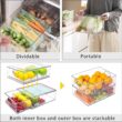 MineSign 4 pack Stackable Refrigerator Organizer Bins Pull-Out Drawers for Fruit and Veggies Storage Organizer for Fridge Clear Drawer Containers with Handle Divided Organization for Produce Saver - 4