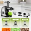 Jocuu Slow Masticating Juicer with Soft/Hard Modes Easy to Clean Quiet Motor & Reverse Function, Cold Press Juicer for Fruit & Vegetable, 90% Juice Yield, with Brush & Recipes (Grey) - 6
