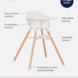 Lalo The Chair Convertible 3-in-1 High Chair for Babies and Toddlers - Wooden ,Baby High Chair with Dishwasher Safe Tray, Adjustable Footrest & Machine Washable High Chair Cushion, Coconut - 3