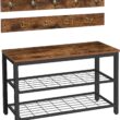 HOOBRO Shoe Bench Set, Entryway Shoe Rack with Coat Hooks, Hall Tree Coat Rack, Mud Room Bench, Hat Bag Hanging Organizer, Industrial, for Foyer, Front Door, Rustic Brown BF07MT01 - 1